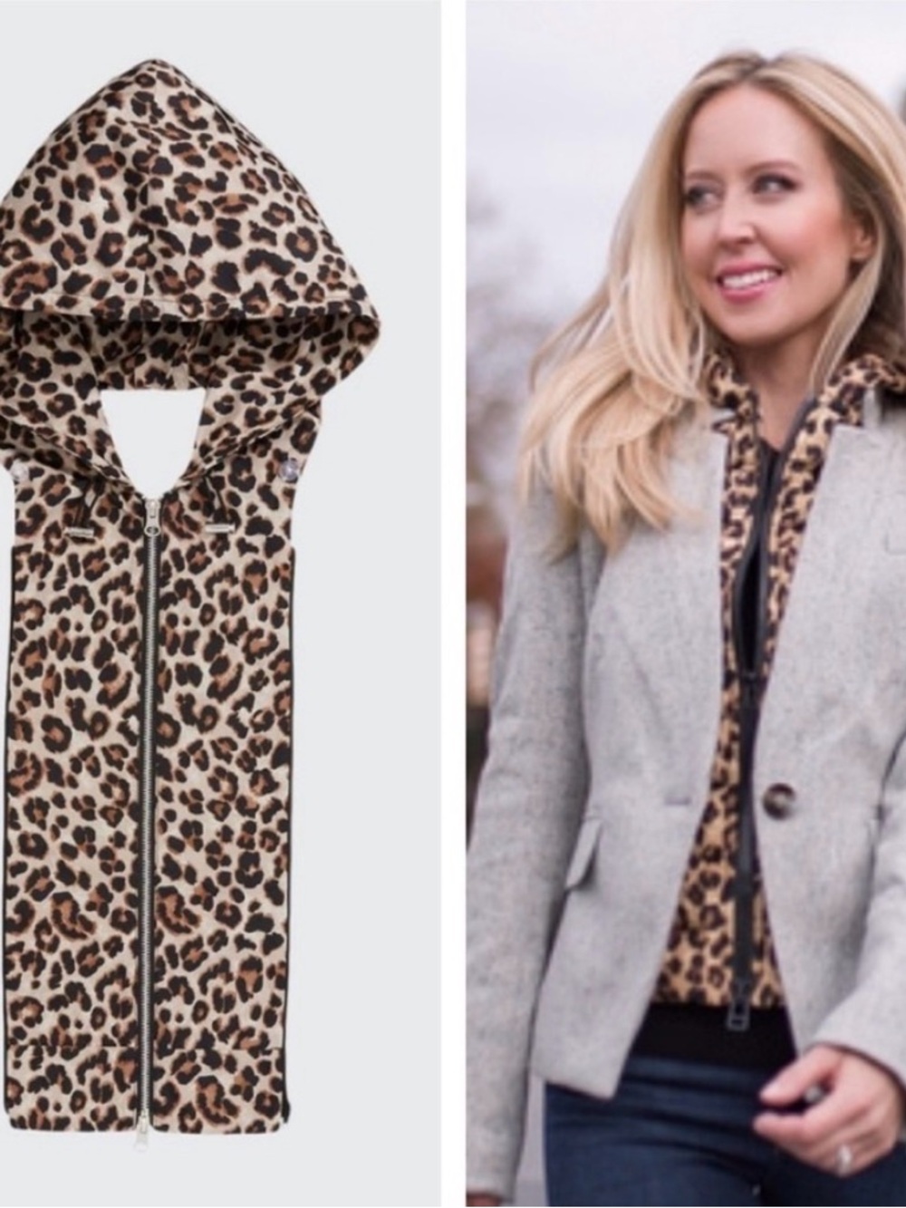 $278 VERONICA BEARD Halle LEOPARD
Hoodie Dickey Jacket insert dual zip